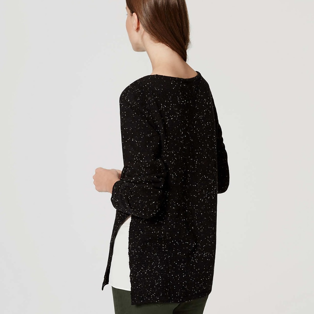 Loft Black & White Sweater with Silk Slit